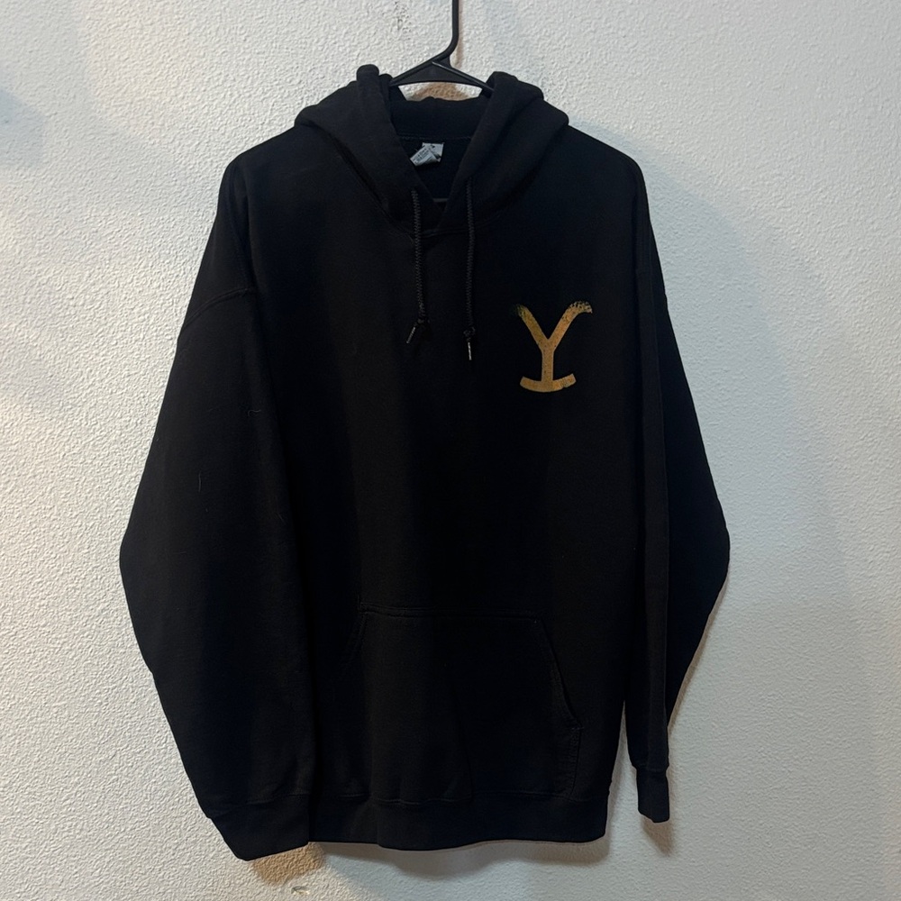 Gildan Yellowstone Black Hoodie with Gold Accent